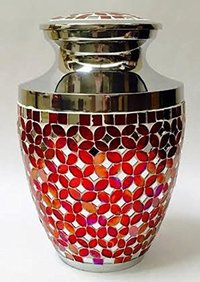 Colorful Red Mosaic Cremation Urn