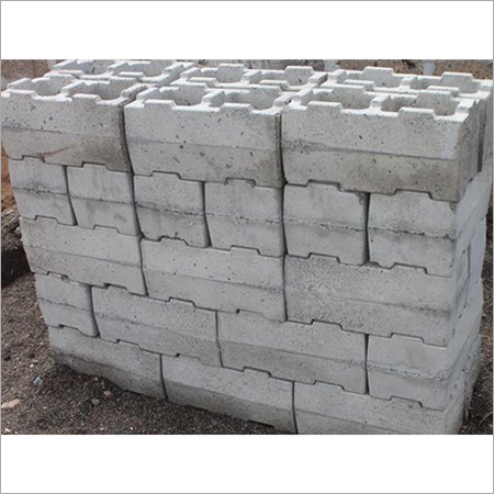 Interlocking Concrete Block - Concrete, 2-4 Inch Thickness, Grey Color | Interlock Type, Below 550 Density, Heat & Fire Resistance, Frost Resistance
