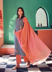 Designer Readymade Straight Suit with Fancy Dupatta