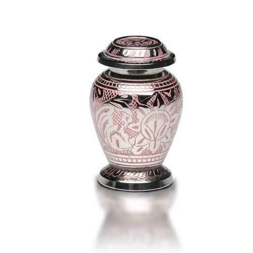 Silver Small Pink & Floral Keepsake Urn For Ashes