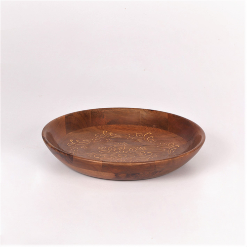 12'' Mango Wood Bowl With Enamel