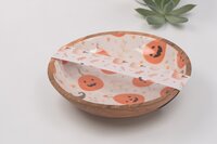 Decorative Wooden Fruit Bowl Pumpkin Enamel Print - Color: Wallnut