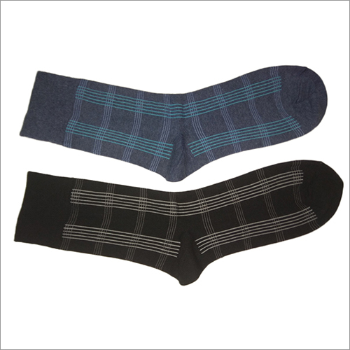 Mens Check Print Crew Socks - Cotton Blend, One Size, Available in Various Colors | Washable, All Season Wear for Men