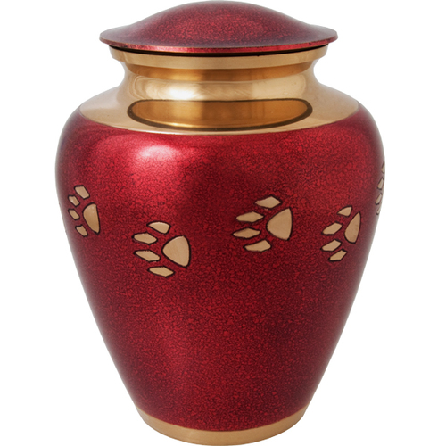 Red & Golden Metal Pet Cremation Urn