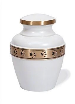 White & Golden Paw Series Pet Urn