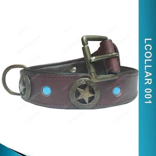 Brown Dog Fancy Leather Collar