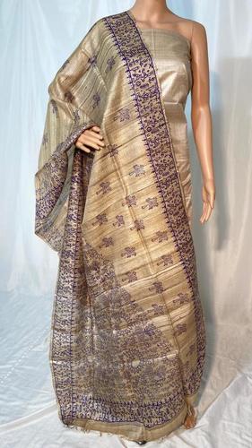 Pure Gheecha Tussar Silk Block Printed Long Dupatta .