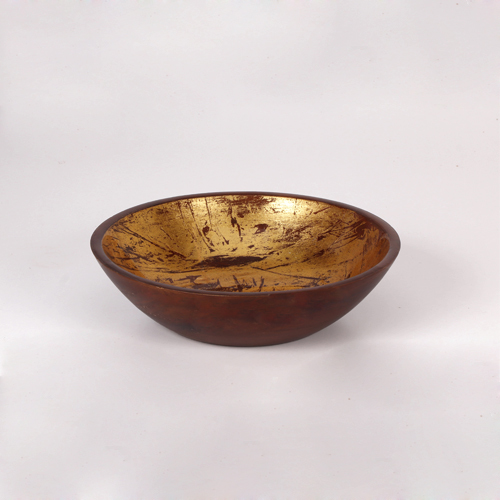 12' Mango Wood Bowl With Foil Size: 12*12*3.25 Inch