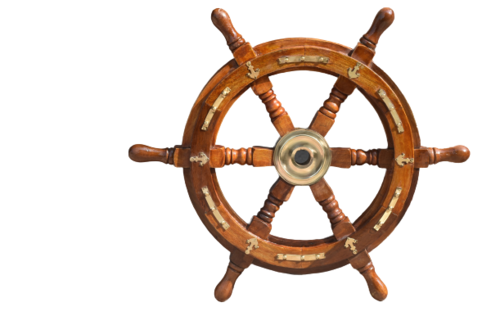 Wooden Ship Wheel With Brass Anchor 18 Inch