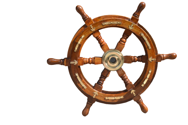 Wooden Ship Wheel With Brass Anchor 18 Inch