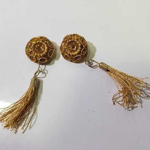 FANCY METAL BUTTON WITH TASSELS