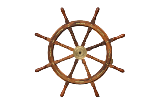 36 Inch Wooden Ship Wheel With Brass Anchor