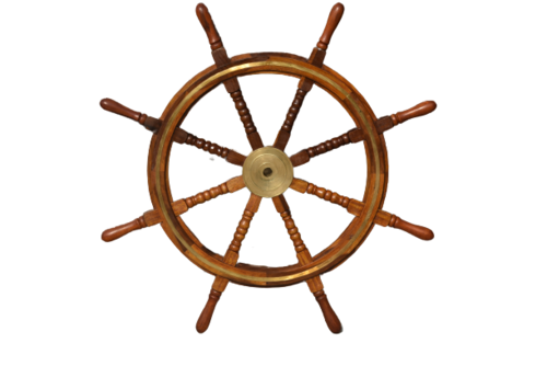 36 Inch Wooden Ship Wheel With Brass Ring
