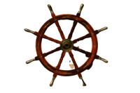 36 Inch Wooden Ship Wheel With Brass Anchor And Brass Handle