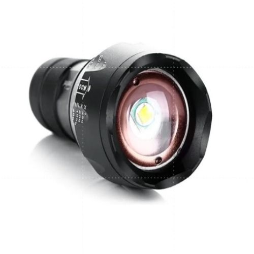 Diamond Super Bright Led Flashlight Torch (Rechargeable) - Color: Black