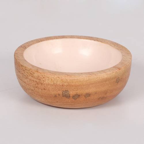 4.50 Mango Wood Bowl With Enamel