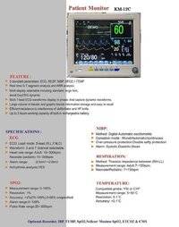 Km12c Multipara Monitor - Plastic Material, 25x25x25 Inch Size, White Color | High-resolution Touchscreen, Multi-parameter Monitoring, Comprehensive Alarm System, Built-in Data Storage, Portable Design