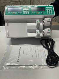 Medevo Dual Syringe Pump - Plastic, 25x25x25 Cm | Green And White, Precision Flow Control For Icu And Emergency Use