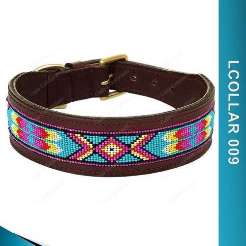 Brown Beaded Dog Collar