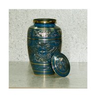 Classic Blue Engraved Urn