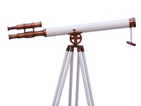 Floor Standing Antique Copper With White Leather Griffith Astro Telescope