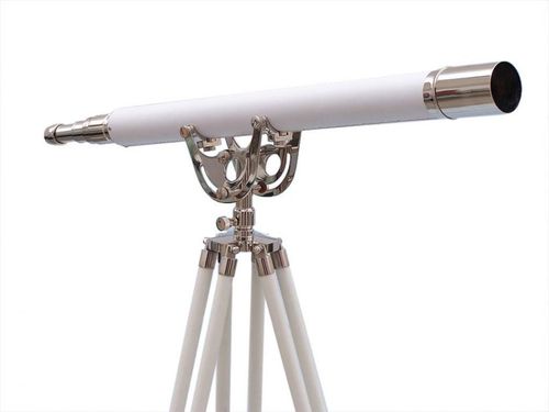 Floor Standing Chrome With White Leather Telescope