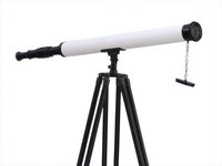 Floor Standing Oil-Rubbed Bronze-White Leather with Black Stand Harbor Master Telescope
