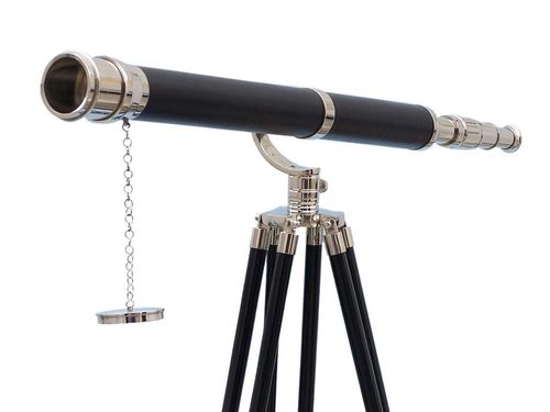Floor Standing Chrome Leather Galileo Telescope