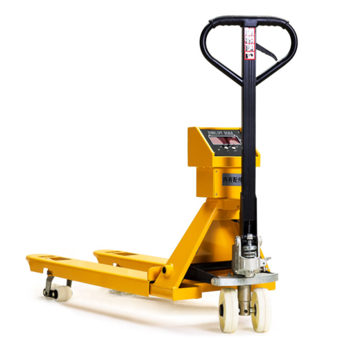 Yellow 2500Kg Pallet Truck With Weighing 2 Ton Hand Pallet Scale Truck