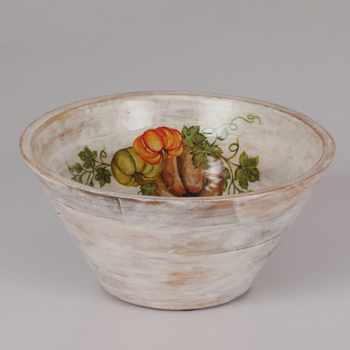8.50'' White Wash Mango Wooden Bowl
