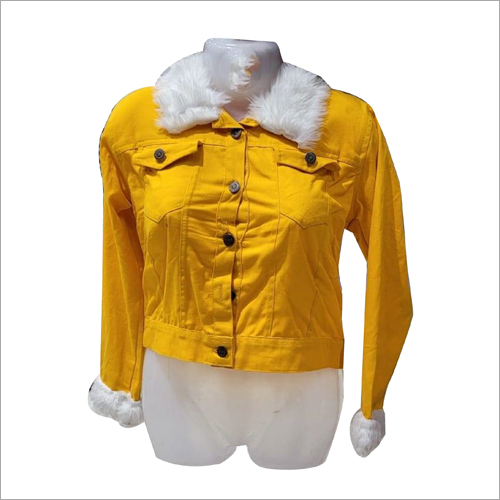 Girls Denim Yellow Jacket