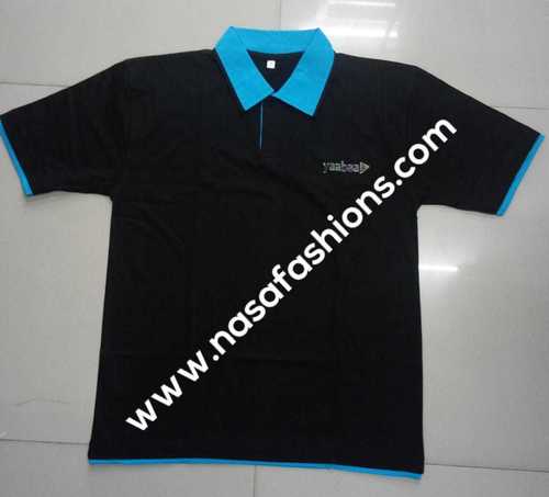 Corporate T Shirts - Polyester Material, Various Sizes, Black Color - Short Sleeve, Collared, Regular Fit, Button Closure