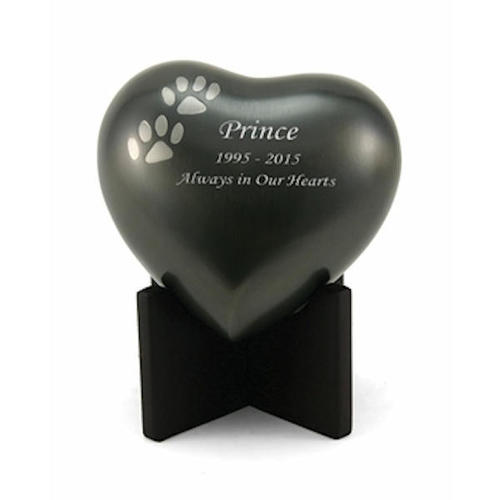Black & Pewter Pet Paw Heart Keepsake Urn