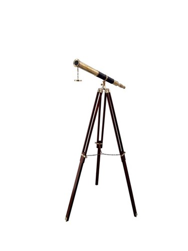 Brass Telescope with Half Leather and wooden stand