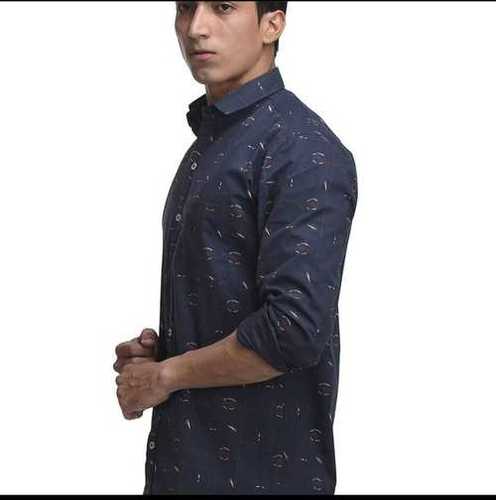 Mens Shirt - Cotton, Size M, Navy Blue | Comfortable Fit, Durable Material, Easy to Care, Long Sleeves, Stylish Design, Soft Fabric