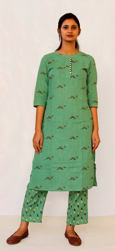 Fancy Kurti - Cotton, 45 Inches Length, Regular Fit, Round Neck, 3/4 Sleeve, Printed Pattern | Comfortable Fit, Elegant Look, Stylish Design, Versatile Style