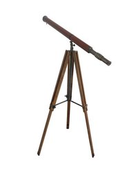 Floor Standing Antique Brass master Telescope with wooden stand