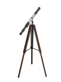 Floor Standing Antique Brass master Telescope with wooden stand and Leather