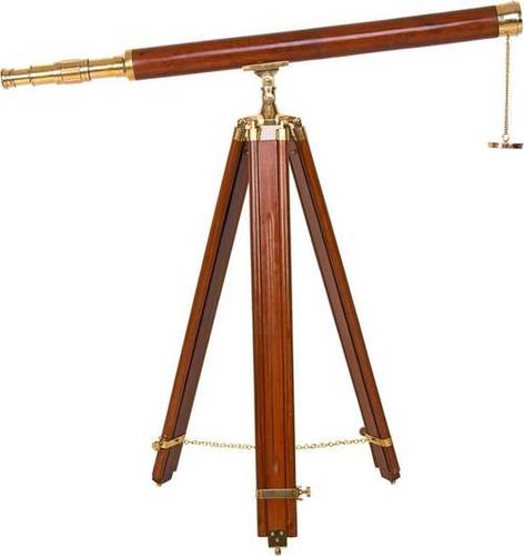 Antique Style Single Barrel 40 inch long Brass with wooden tripod Refracting Telescope