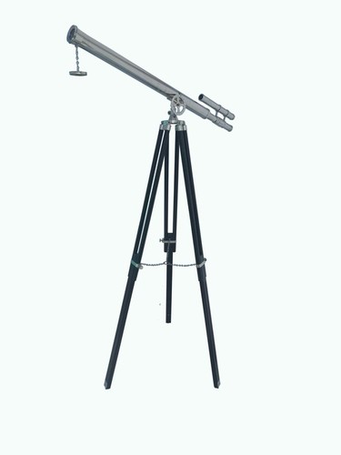Floor Standing Gray Color Brass master Telescope with wooden Black stand
