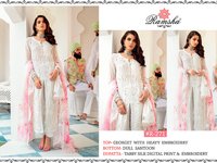 Designer Pakistani Georgette Party Salwar Suit - Georget Embroidery And Handwork, Dull Santoon Bottom, Net/taby Print Dupatta | Full Sleeves, Dry Clean Only, Customized Size, Embroidered Pattern