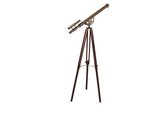 Nautical Brass 39 Inch Telescope With Wooden Tripod Stand Antique