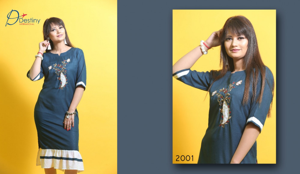 Destiny International Delight Vol-2 Rayon Rich Look Art Hand Work Kurti Catalog