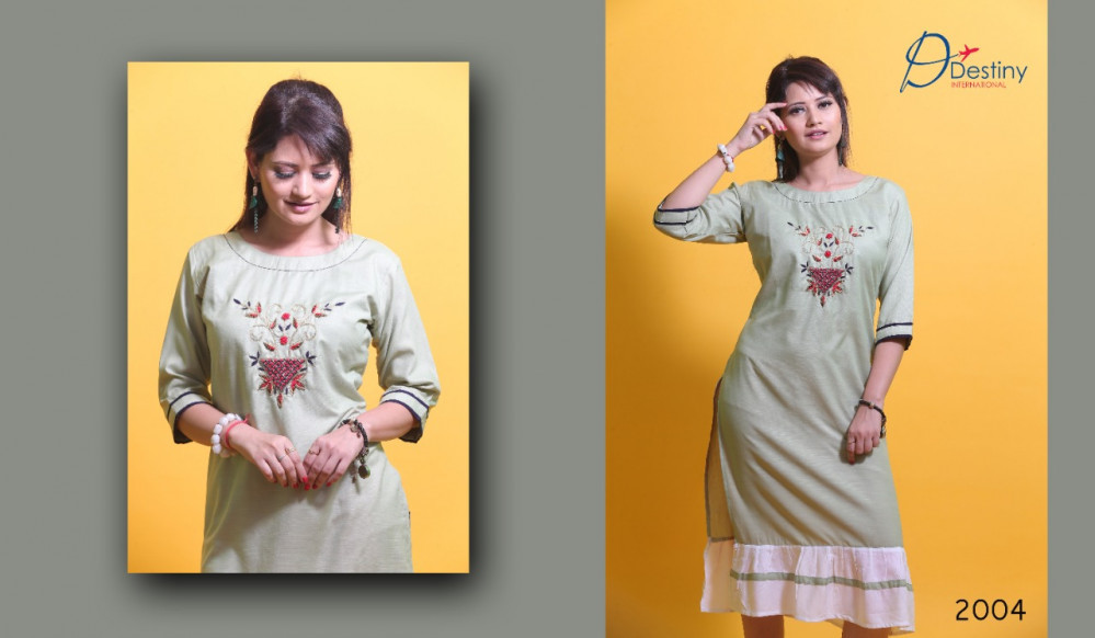 Destiny International Delight Vol-2 Rayon Rich Look Art Hand Work Kurti Catalog