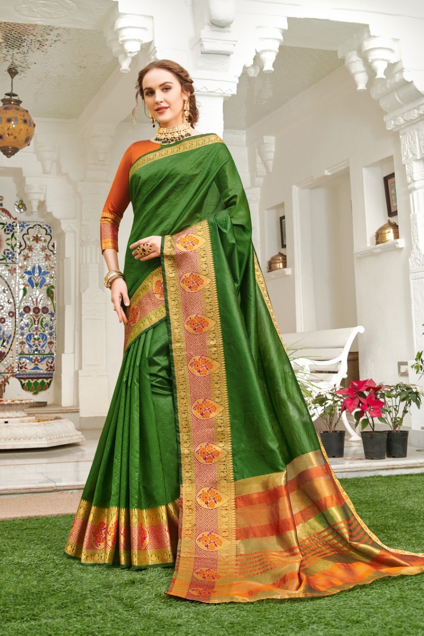 Sangam Prints Udaan Cotton Handloom With Designer Pallu Saree Catalog