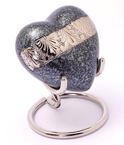 Polishing Black Engraved Heart Urn