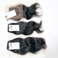 Natural Raw Unprocessed Virgin Wavy Hair Bundle With Lace Closure
