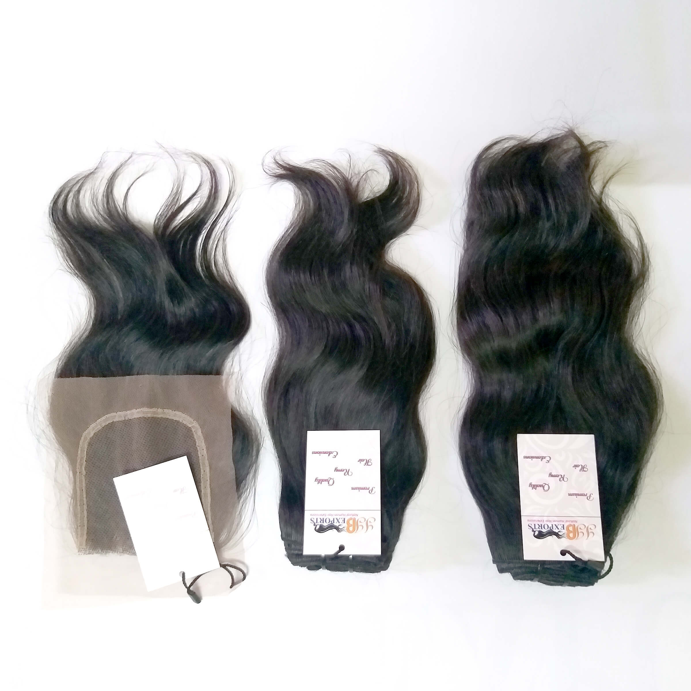 Natural Raw Unprocessed Virgin Wavy Hair Bundle With Lace Closure