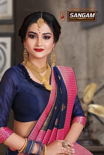 Multi Color Sangam Prints Sanskruti Crystal Silk Designer Saree Catalog