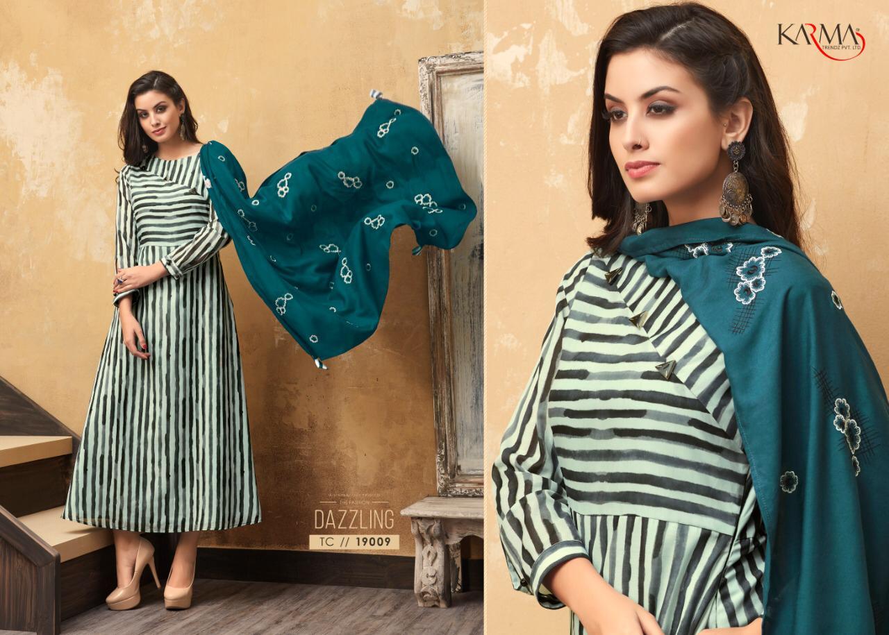 Karma Trendz Tucute Vol 19 Muslin Digital Print Top And Rayon Embroidered Scarf Kurti Catalog